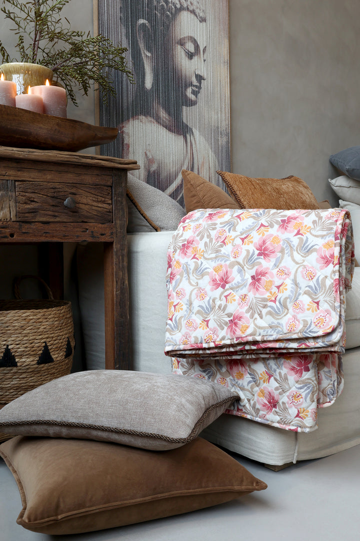 Baumwollquilt Aix Vintage mit Blumenmuster von Chic Antique