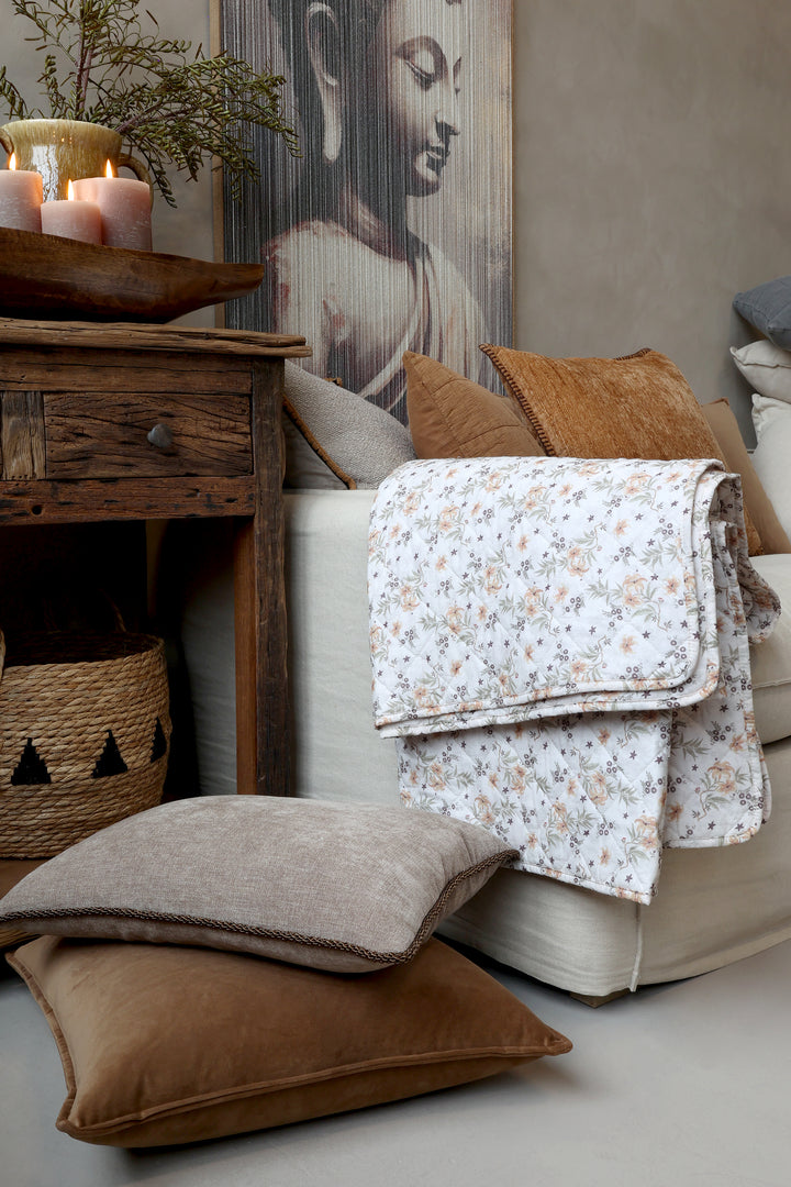 Baumwollquilt Aix Vintage mit Blumenmuster von Chic Antique