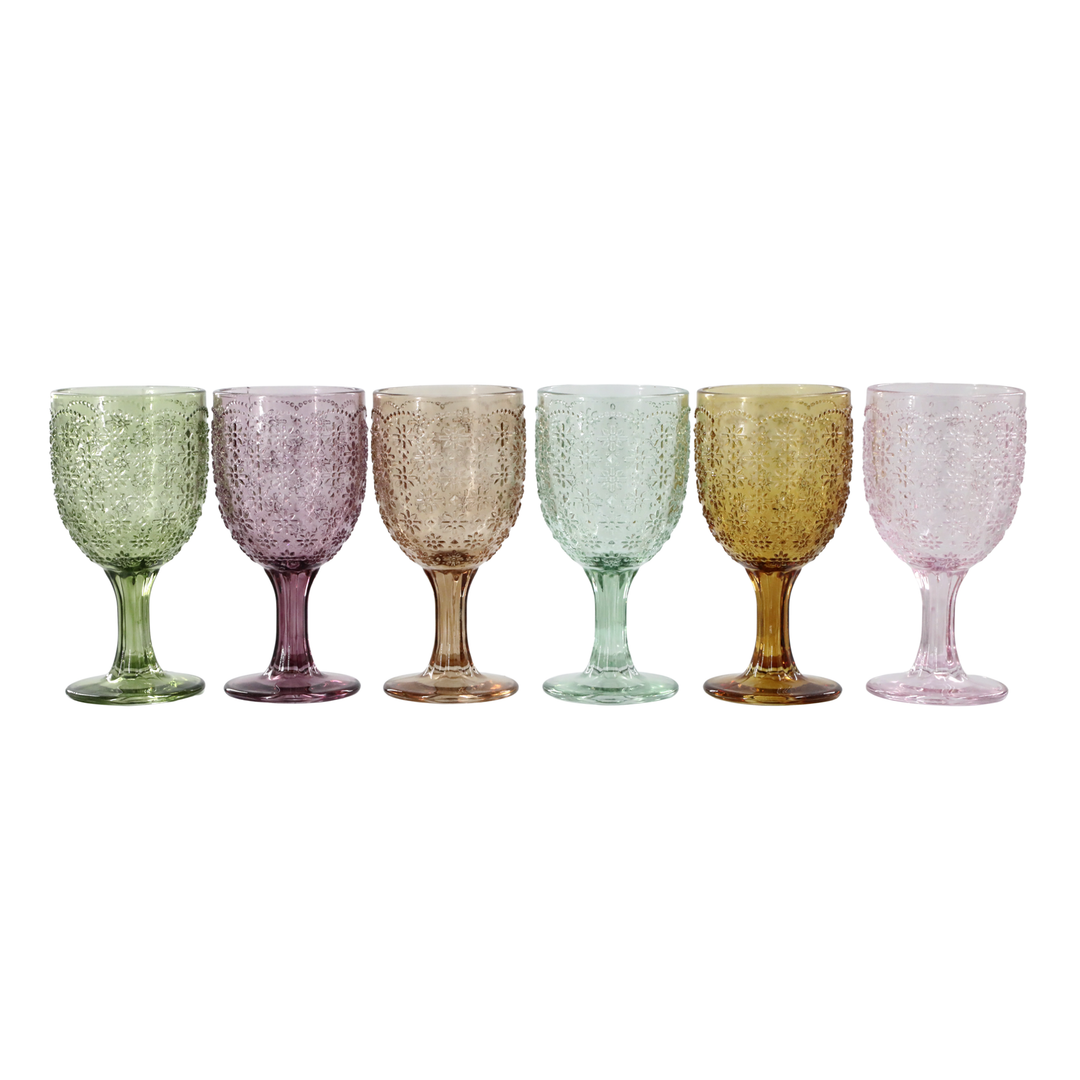 Chic Antique Saint-Émilion Weinglas mit Muster im 6er Set in sechs Farben
