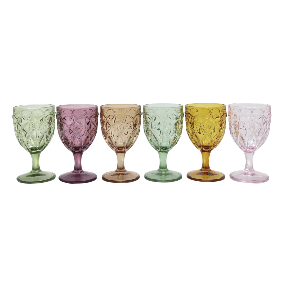 Chic Antique Saint-Émilion Weinglas mit Muster im 6er Set aus Glas