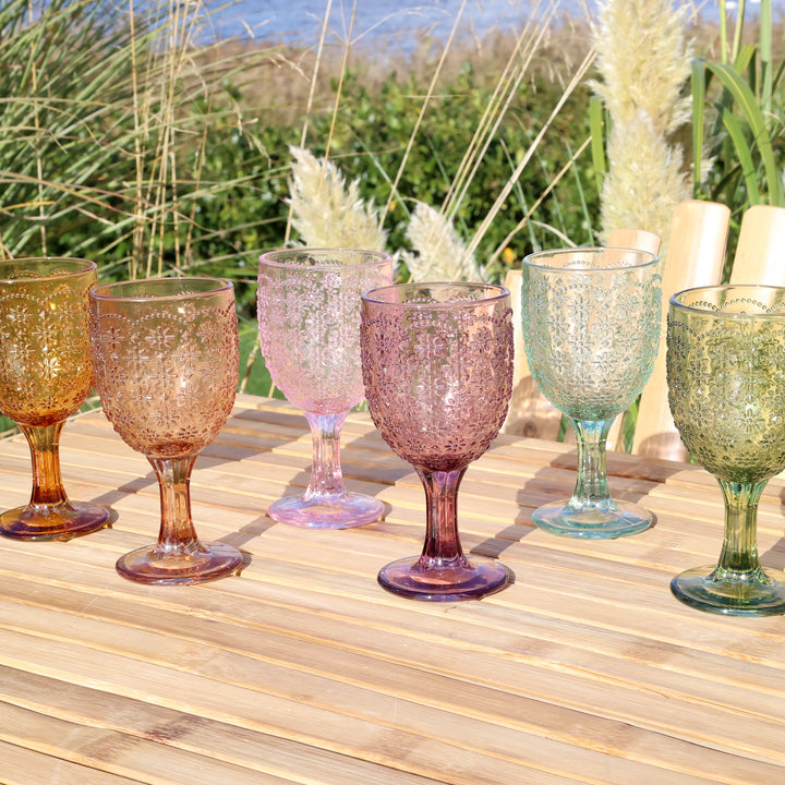 Chic Antique Saint-Émilion Weingläser in Amber, Honey und Rosa
