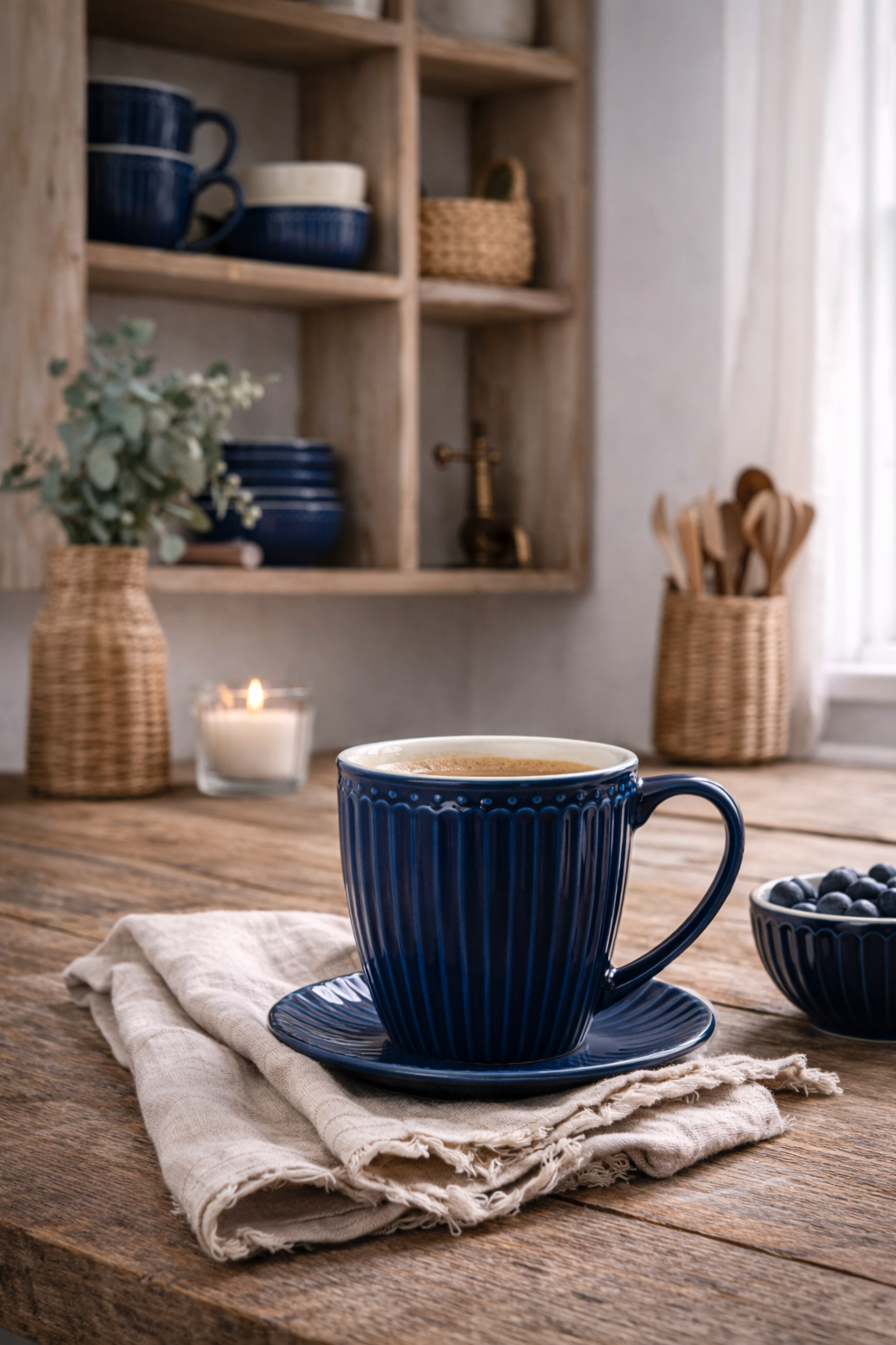GreenGate Alice Henkeltasse dunkelblau skandinavische Küche Landhausstil hyggelige Atmosphäre