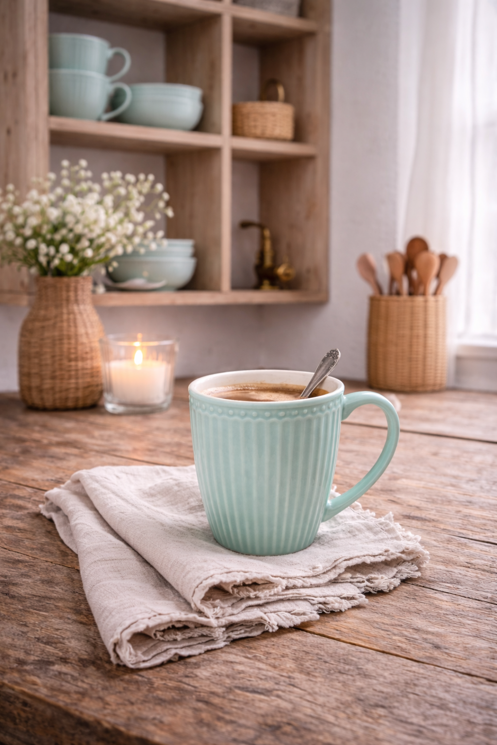 GreenGate Alice Henkeltasse kühle Minze skandinavische Küche Landhausstil hyggelige Atmosphäre
