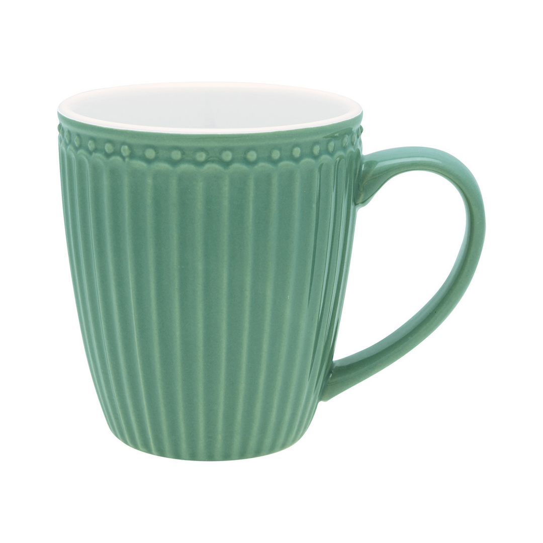GreenGate Alice Henkeltasse in Staubgrün aus Porzellan freigestellt