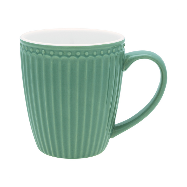 GreenGate Alice Henkeltasse in Staubgrün aus Porzellan freigestellt