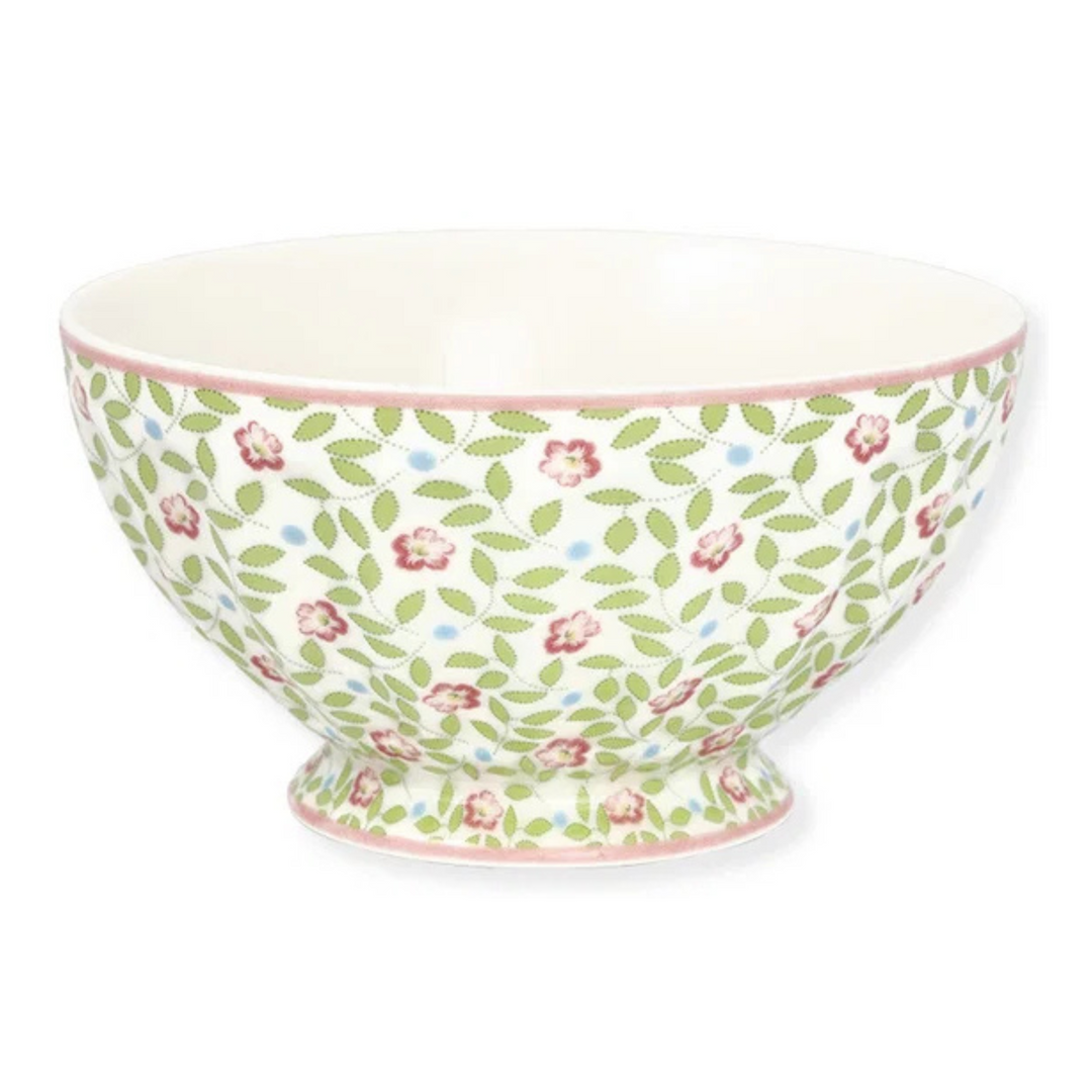 GreenGate French Bowl Lotta Weiß aus Porzellan mit floralem Muster