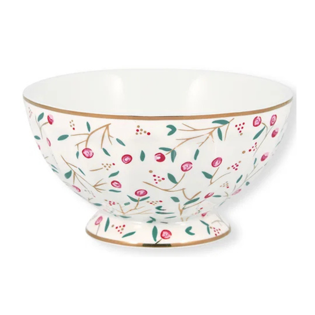 GreenGate French Bowl Maise Weiß aus Porzellan mit floralem Muster
