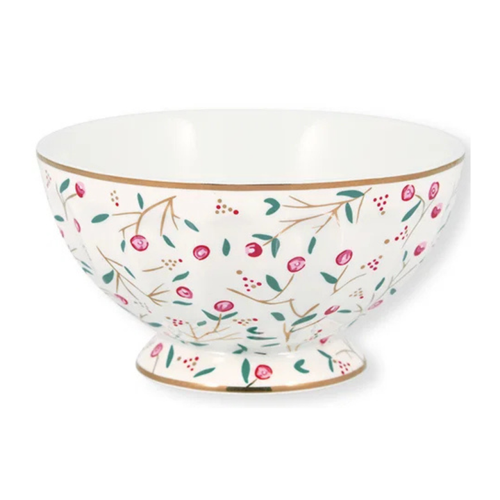 GreenGate French Bowl Maise Weiß aus Porzellan mit floralem Muster
