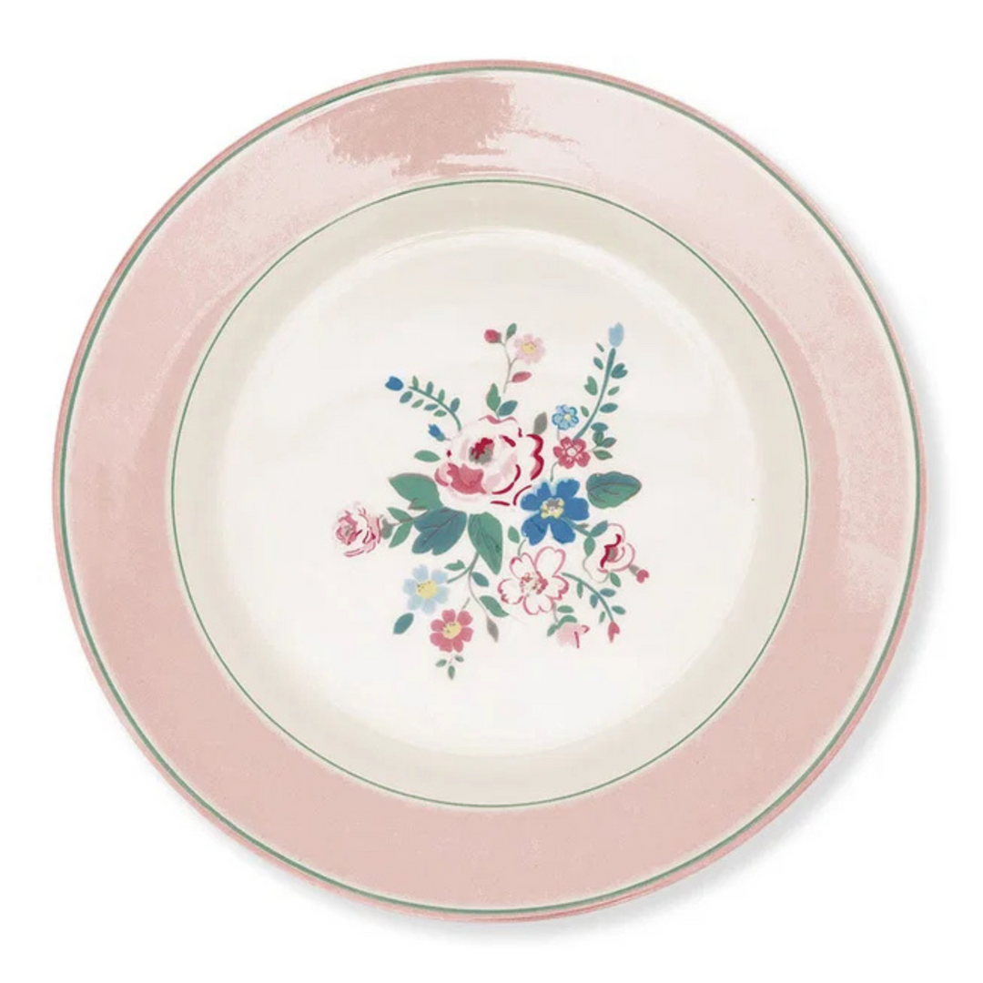 GreenGate Frühstücksteller Inge-Marie Hellrosa aus Porzellan Ø 20,2 cm im floralen Landhausstil