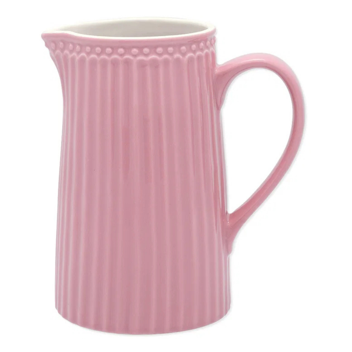 GreenGate Kanne Alice Staubiges Rosa aus Porzellan mit 1 Liter Fassungsvermögen und charakteristischem Alice-Relief im skandinavischen Landhausstil