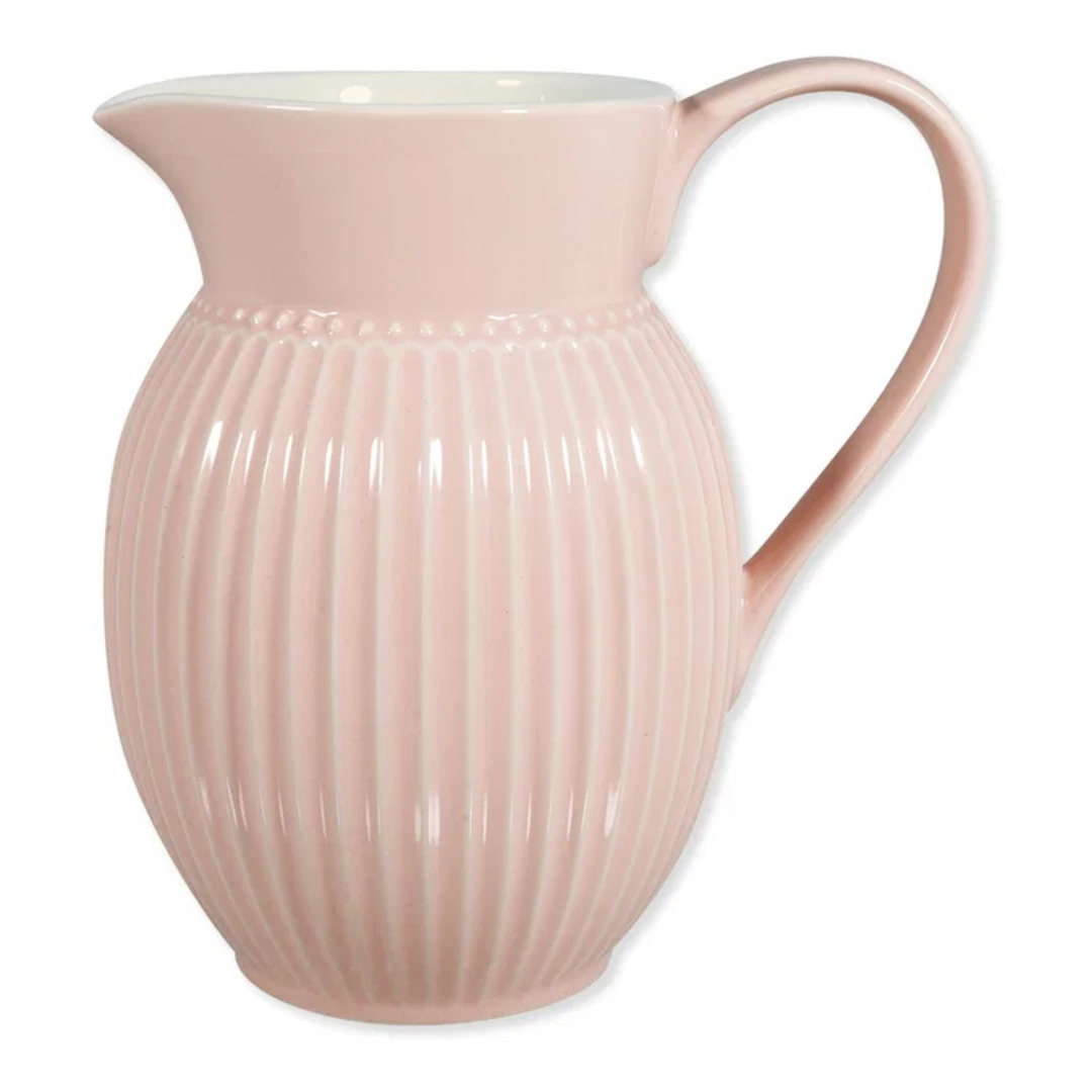 GreenGate Krug Alice Rosa aus Porzellan mit 1,5 Liter Fassungsvermögen und charakteristischem Alice-Relief im skandinavischen Landhausstil