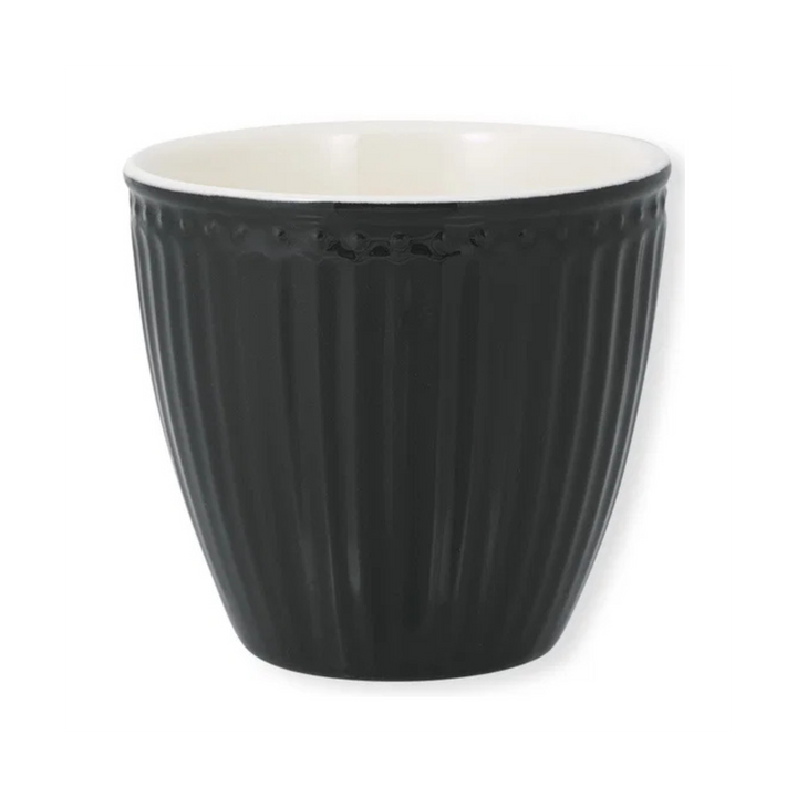 GreenGate Latte Becher Alice Dunkelgrau aus Porzellan 350 ml im skandinavischen Landhausstil
