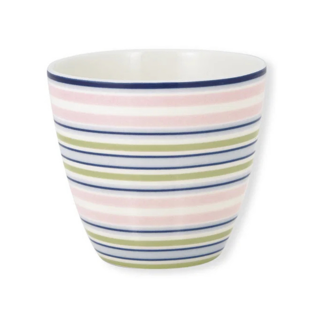 GreenGate Latte Becher Leise Weiß aus Porzellan mit Streifenmuster 0,35 L