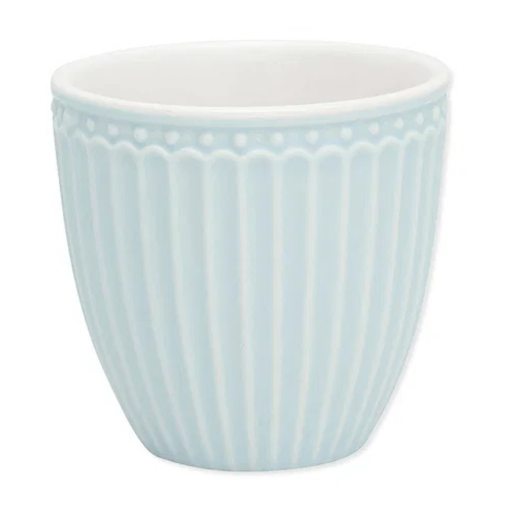 GreenGate Mini Latte Becher Alice Hellblau aus Porzellan 0,1 Liter im skandinavischen Landhausstil