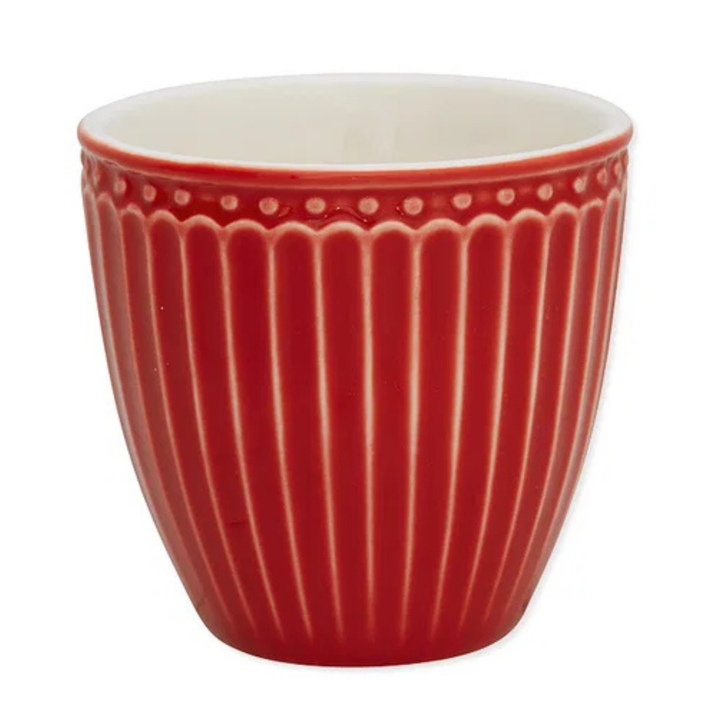 GreenGate Mini Latte Becher Alice Rot aus Porzellan 0,1 Liter im skandinavischen Landhausstil