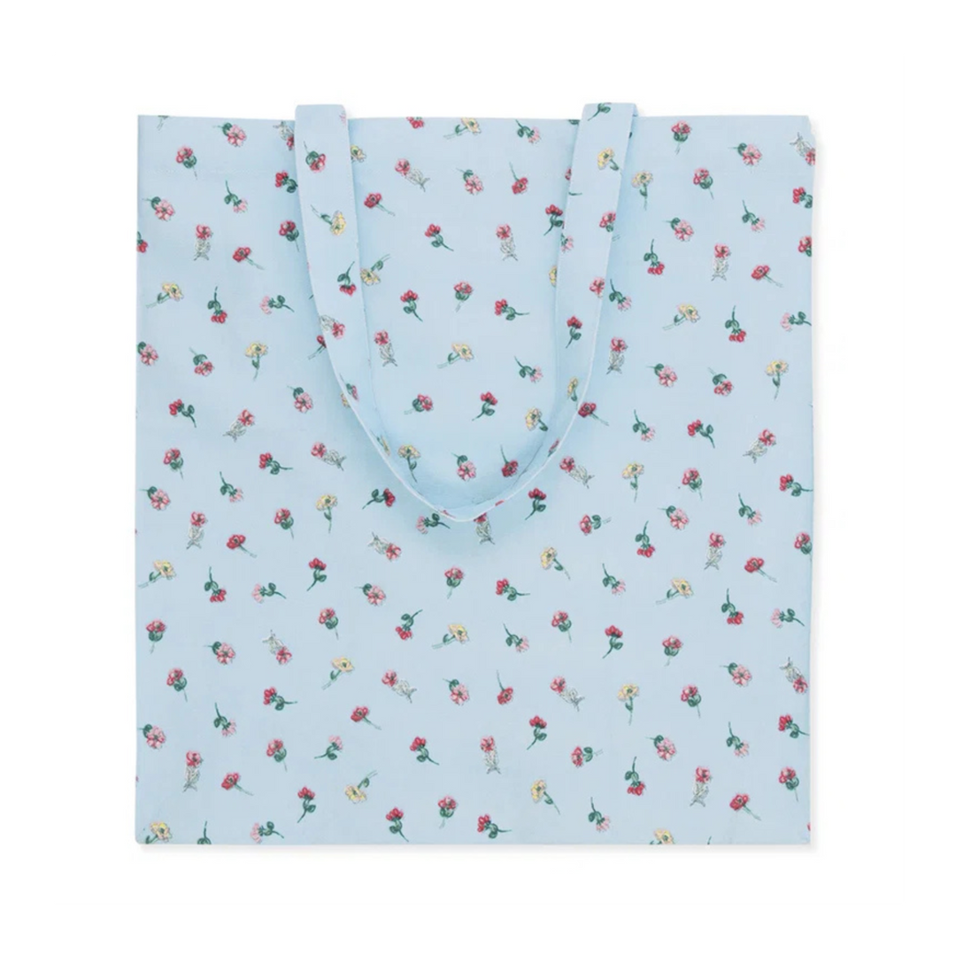 GreenGate Shopper Lianca Hellblau aus Baumwolle mit floralem Muster H 43 cm D 44 cm