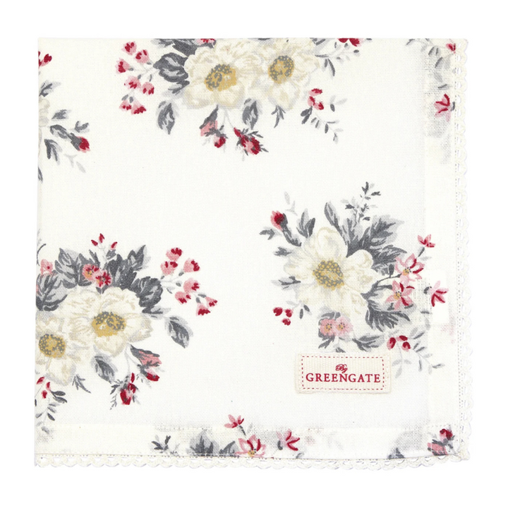 GreenGate Stoffserviette Abella Weiß mit Spitze 40 × 40 cm