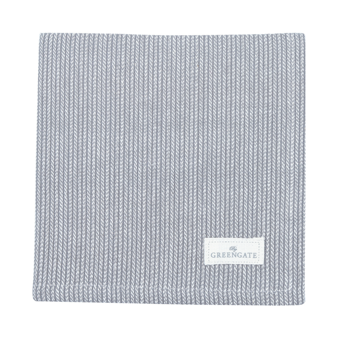 GreenGate Stoffserviette Alicia hellgrau aus Baumwolle 40x40 cm Freisteller skandinavischer Landhausstil