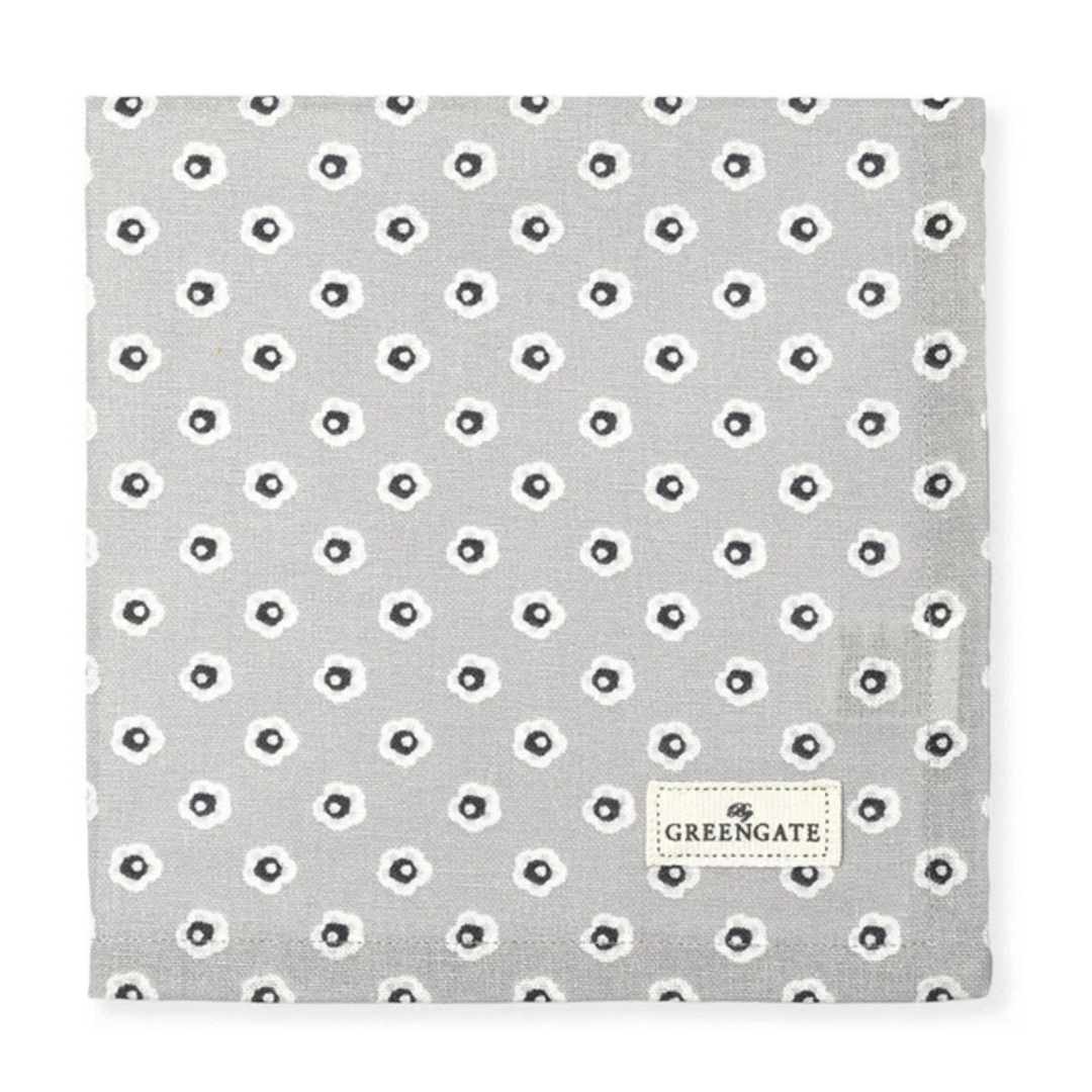 GreenGate Stoffserviette Malia Grau mit floralem Muster im skandinavischen Landhausstil
