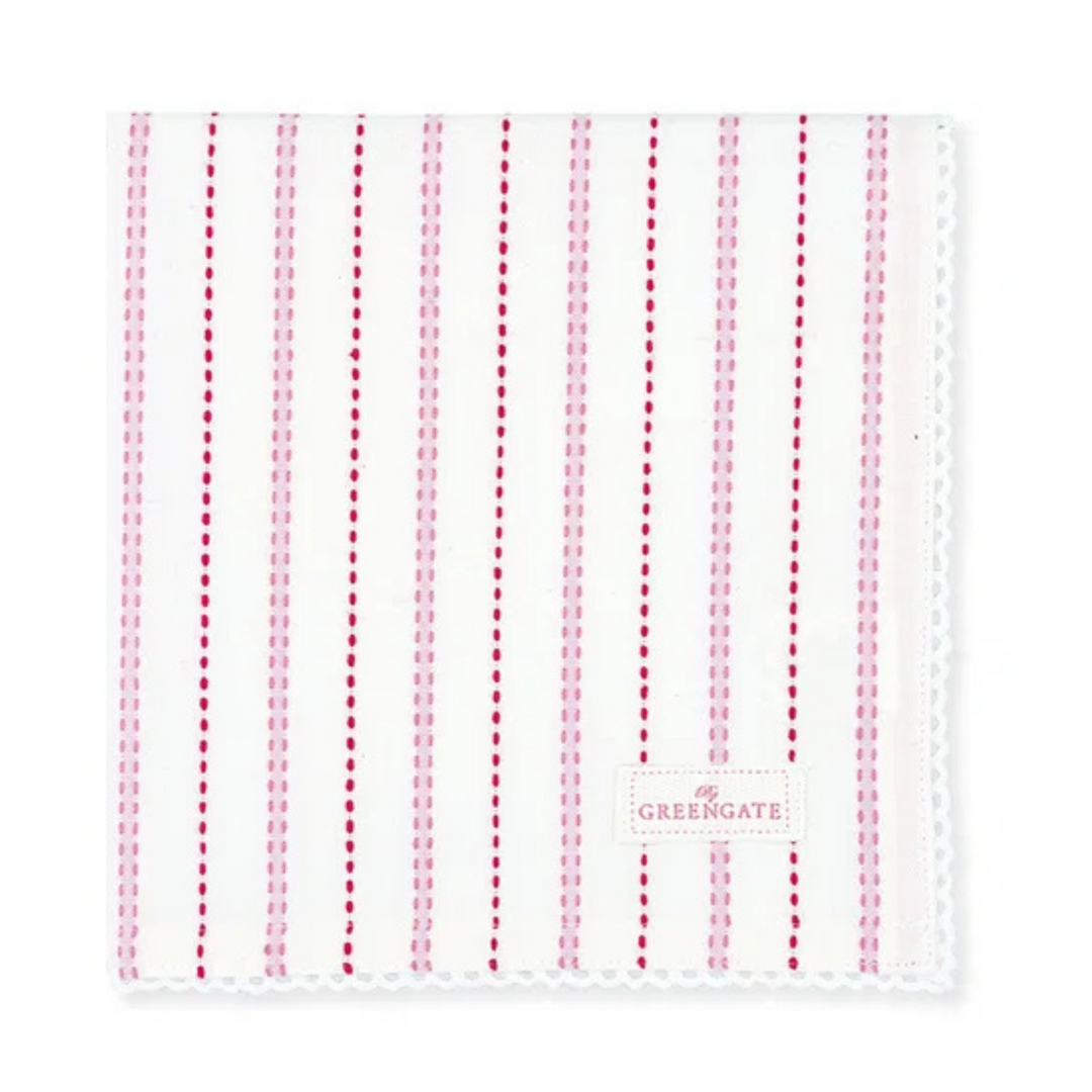 GreenGate Stoffserviette Sabine Leonine Rosa mit Spitze aus Baumwolle 40x40 cm
