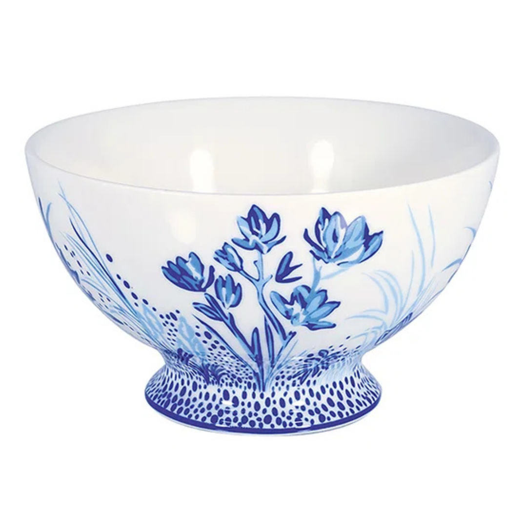 GreenGate Suppenschale Kristel Blau aus Porzellan mit floralem Muster H 8,5 cm D 15 cm V 0,5 L