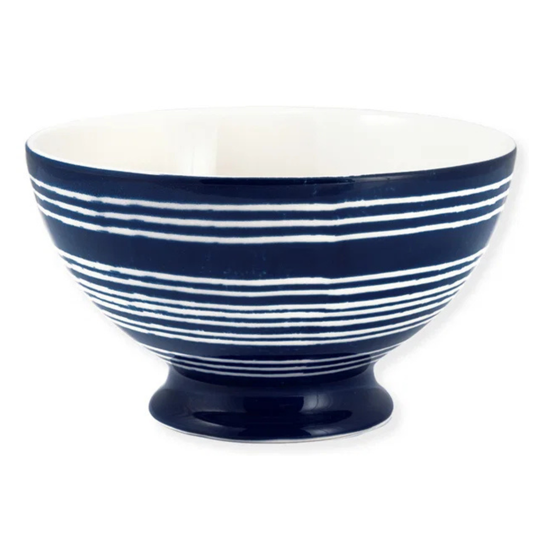 GreenGate Suppenschale Valetta Blau gestreift aus Porzellan H 8,5 cm D 15 cm V 0,5 L