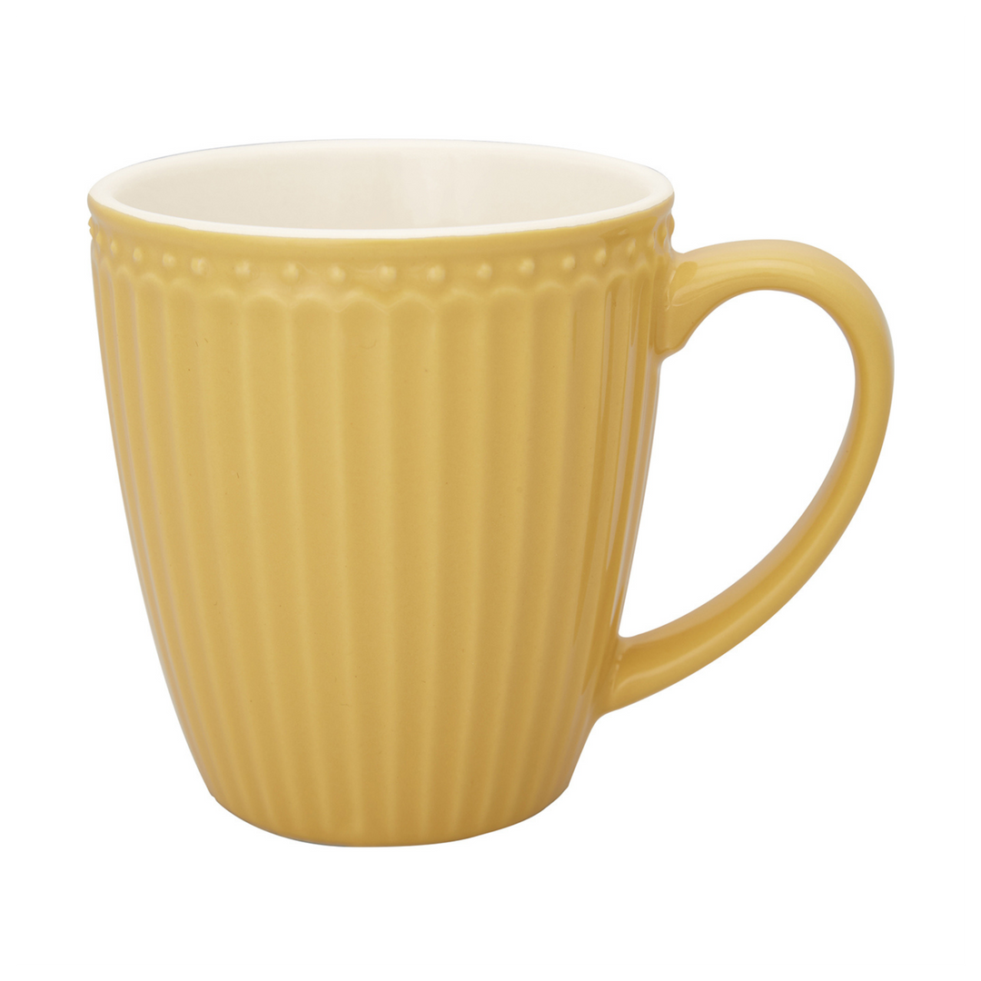 GreenGate Tasse Alice Senfgelb aus Porzellan im skandinavischen Landhausstil