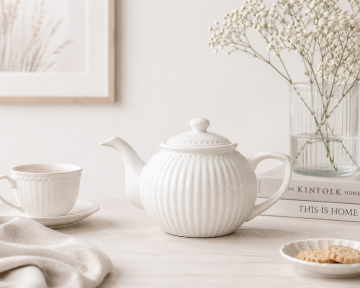 GreenGate Teekanne Alice Weiß 1,5 L skandinavisch minimalistisch hell und clean im maritimen Stil