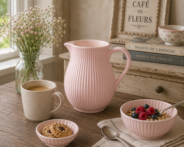 Ib Laursen Kanne Mynte English Rose 2,0 Liter in gemütlicher Kaffee Szene im Hygge und Landhausstil