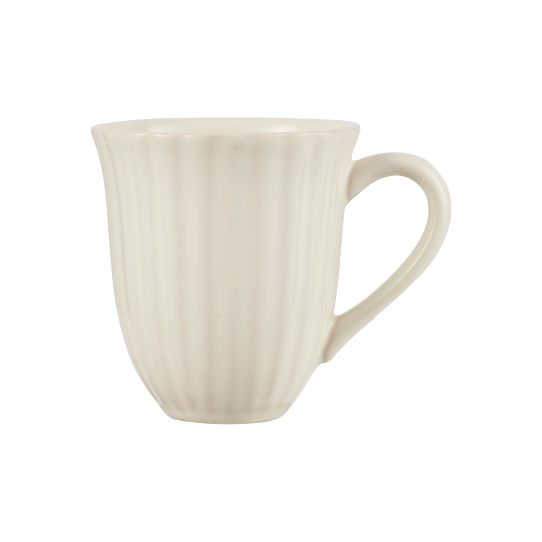 IB Laursen Mynte Tasse mit Rillen Butter Cream aus Steingut freigestellt