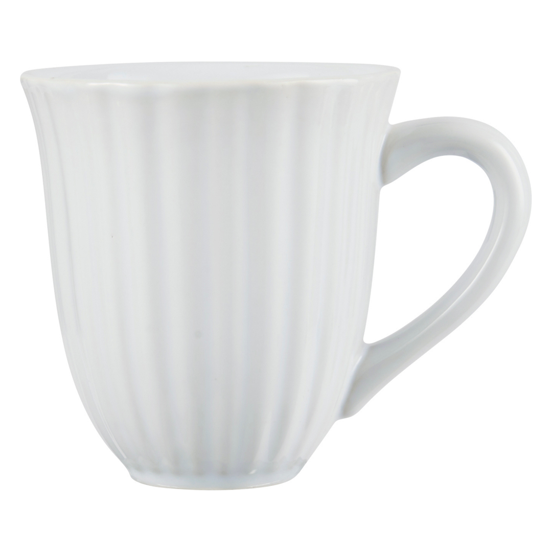 IB Laursen Tasse mit Rillen Mynte Pure White aus Steingut 240 ml