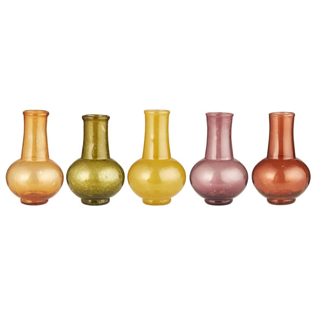 IB Laursen Vasen Set Anemone UNIKA 5er Set aus recyceltem Glas in verschiedenen Farben freigestellt