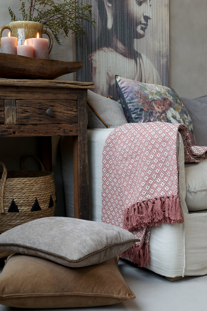 Plaid Aix Clay Creme von Chic Antique mit Fransen