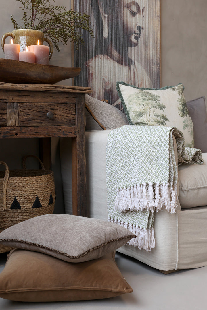Plaid Aix Verte von Chic Antique mit dekorativen Fransen