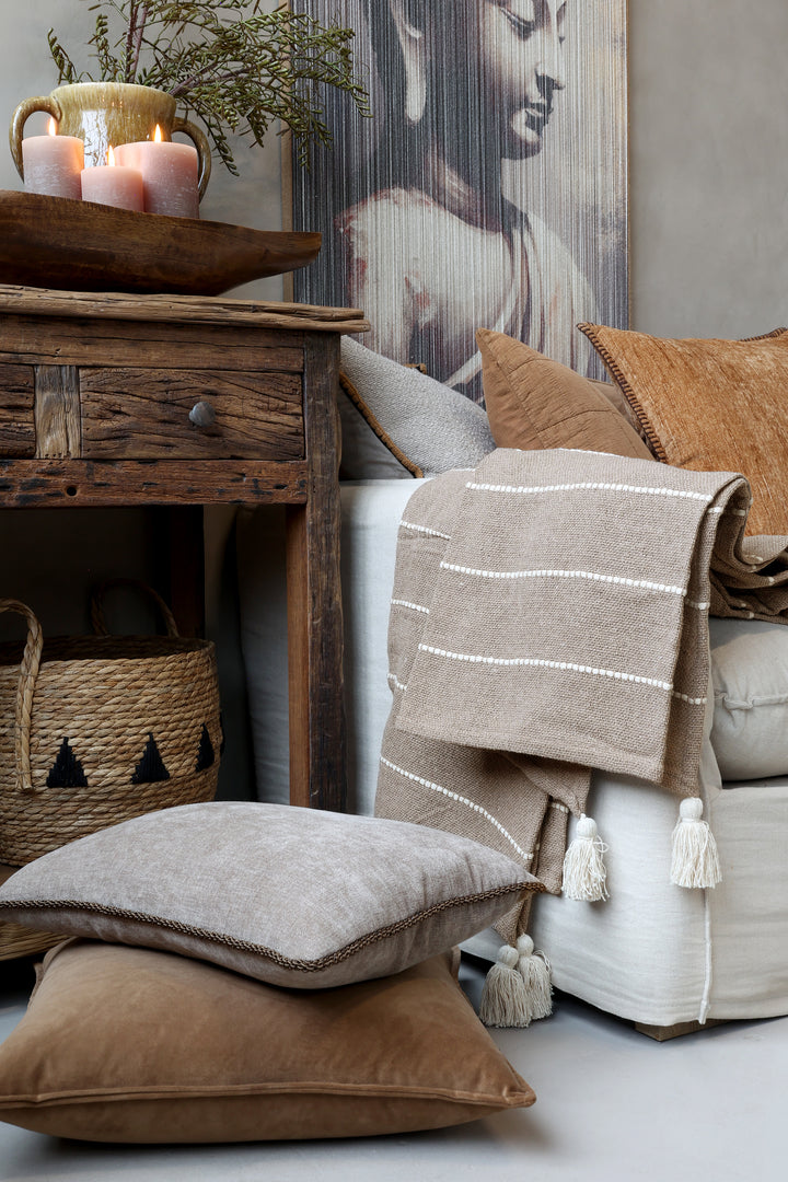 Chic Antique Wohndecke Aix Latte aus Baumwolle und recycelten Fasern